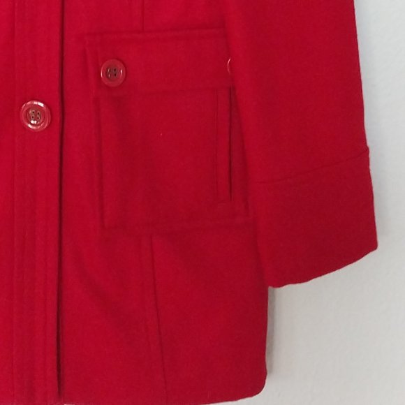 Tulle Anthropologie Red Wool and Viscose Blend Button Up Coat - Picture 8 of 10